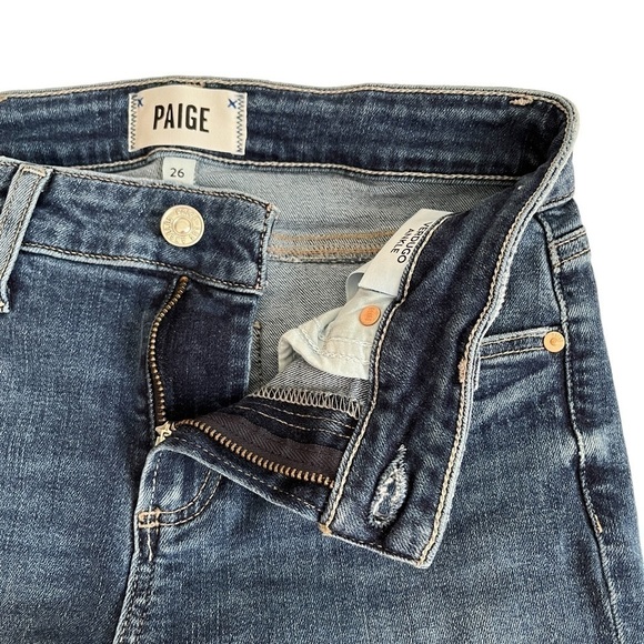 PAIGE Verdugo Ankle Distressed Skinny Jeans in Roadhouse Destructed 26 - Picture 9 of 17